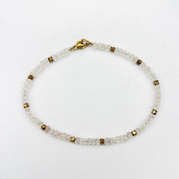 Sundance Catalog Moonstone Bracelet Sterling Silver 18k Gold Plated 7.5" White - Picture 3 of 7